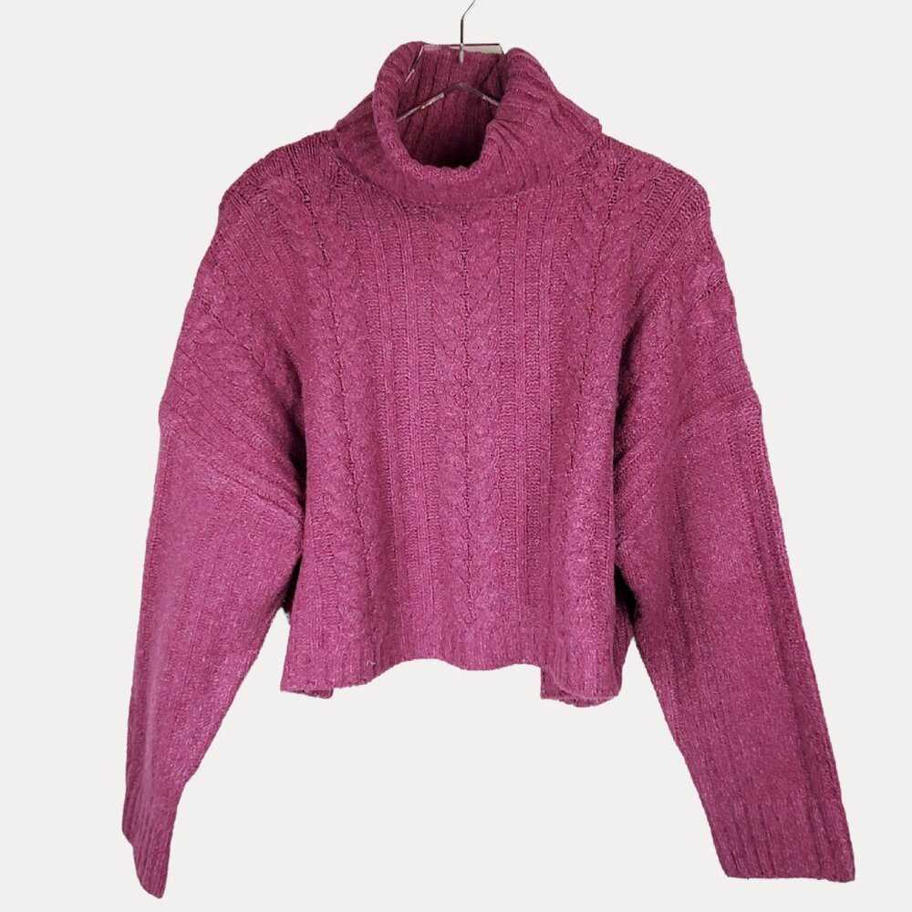 Double Zero Cropped Boxy Pink Turtleneck